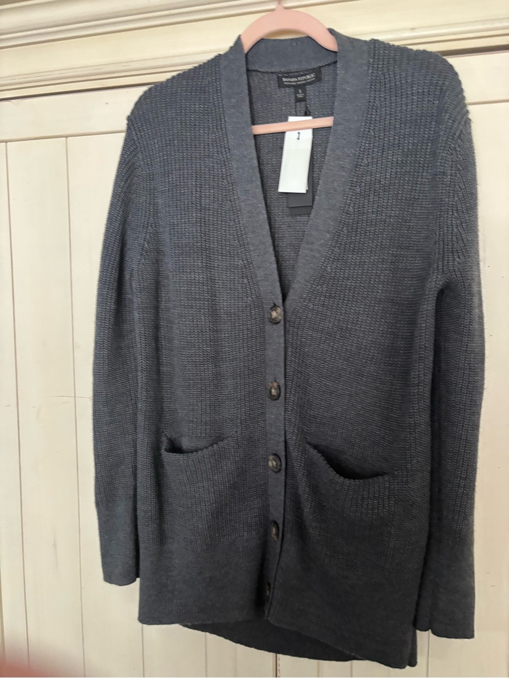 Banana Republic Gray V-Neck Button Cardigan